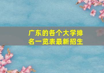 广东的各个大学排名一览表最新招生