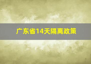 广东省14天隔离政策