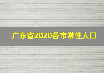 广东省2020各市常住人口