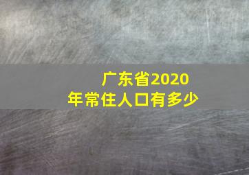 广东省2020年常住人口有多少