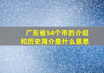 广东省54个市的介绍和历史简介是什么意思