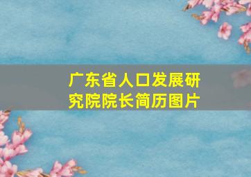 广东省人口发展研究院院长简历图片