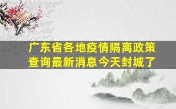 广东省各地疫情隔离政策查询最新消息今天封城了