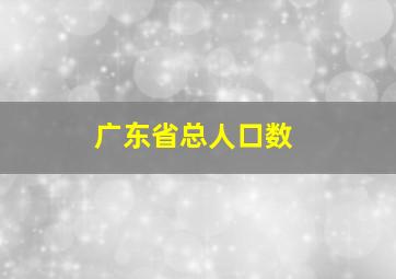 广东省总人口数