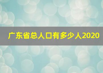 广东省总人口有多少人2020