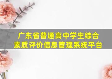 广东省普通高中学生综合素质评价信息管理系统平台