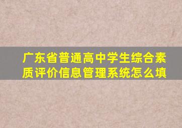 广东省普通高中学生综合素质评价信息管理系统怎么填