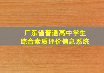 广东省普通高中学生综合素质评价信息系统