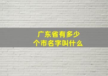 广东省有多少个市名字叫什么