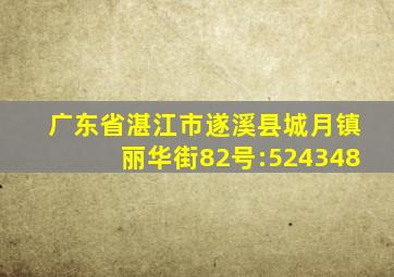 广东省湛江市遂溪县城月镇丽华街82号:524348