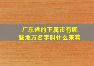 广东省的下属市有哪些地方名字叫什么来着