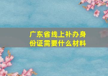 广东省线上补办身份证需要什么材料