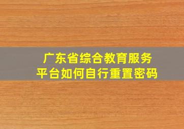 广东省综合教育服务平台如何自行重置密码