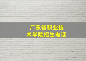 广东省职业技术学院招生电话