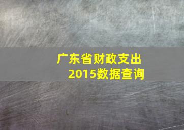 广东省财政支出2015数据查询