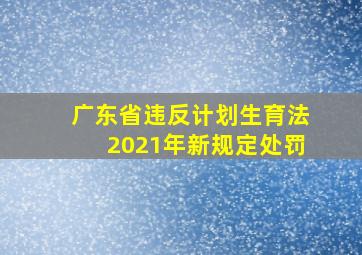 广东省违反计划生育法2021年新规定处罚