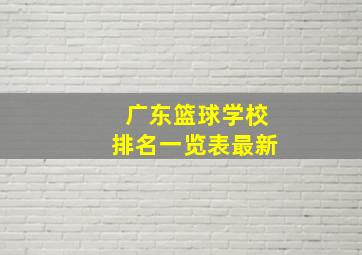 广东篮球学校排名一览表最新