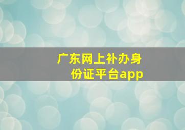 广东网上补办身份证平台app