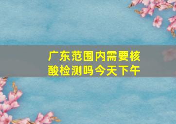 广东范围内需要核酸检测吗今天下午