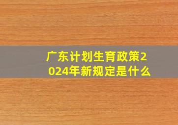 广东计划生育政策2024年新规定是什么