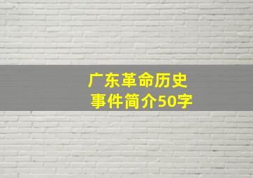 广东革命历史事件简介50字