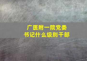 广医附一院党委书记什么级别干部