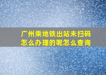 广州乘地铁出站未扫码怎么办理的呢怎么查询