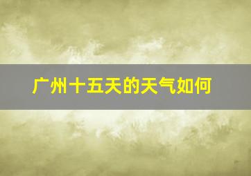 广州十五天的天气如何