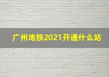 广州地铁2021开通什么站