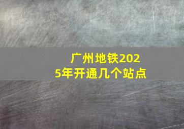 广州地铁2025年开通几个站点