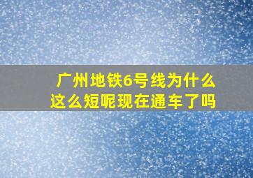 广州地铁6号线为什么这么短呢现在通车了吗