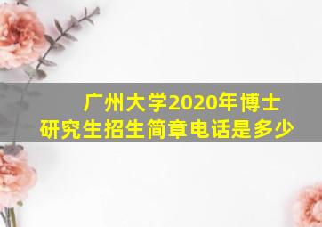 广州大学2020年博士研究生招生简章电话是多少