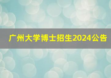 广州大学博士招生2024公告