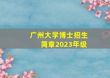 广州大学博士招生简章2023年级