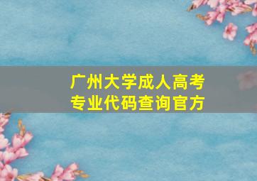 广州大学成人高考专业代码查询官方