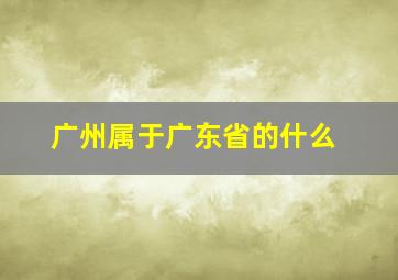 广州属于广东省的什么