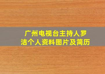 广州电视台主持人罗洁个人资料图片及简历