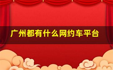 广州都有什么网约车平台