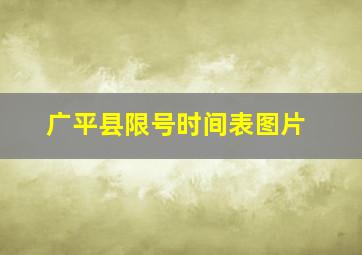 广平县限号时间表图片