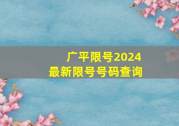 广平限号2024最新限号号码查询