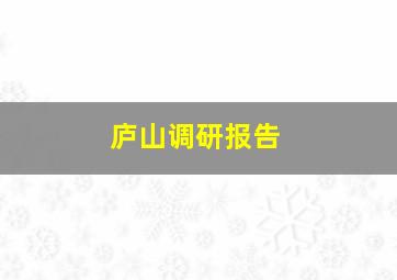 庐山调研报告