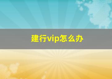 建行vip怎么办