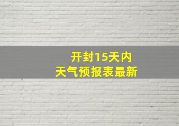 开封15天内天气预报表最新