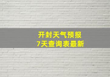 开封天气预报7天查询表最新