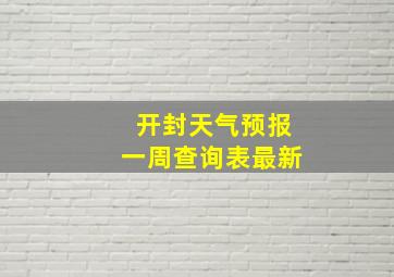 开封天气预报一周查询表最新