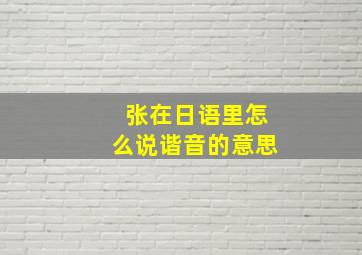 张在日语里怎么说谐音的意思