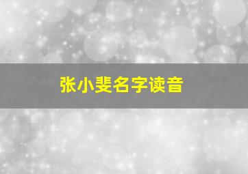 张小斐名字读音