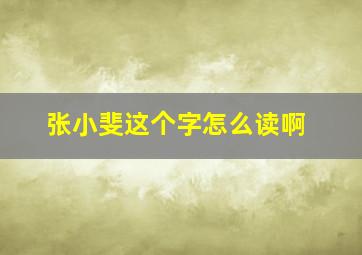 张小斐这个字怎么读啊