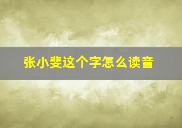 张小斐这个字怎么读音