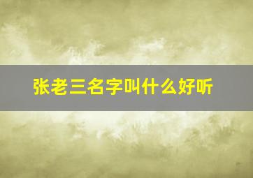 张老三名字叫什么好听